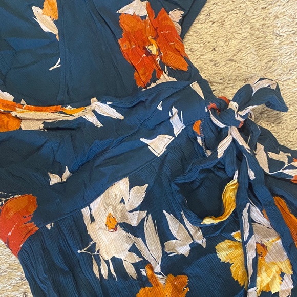 Patrons of Peace Blue and Orange Floral Maxi Dress - Picture 3 of 4